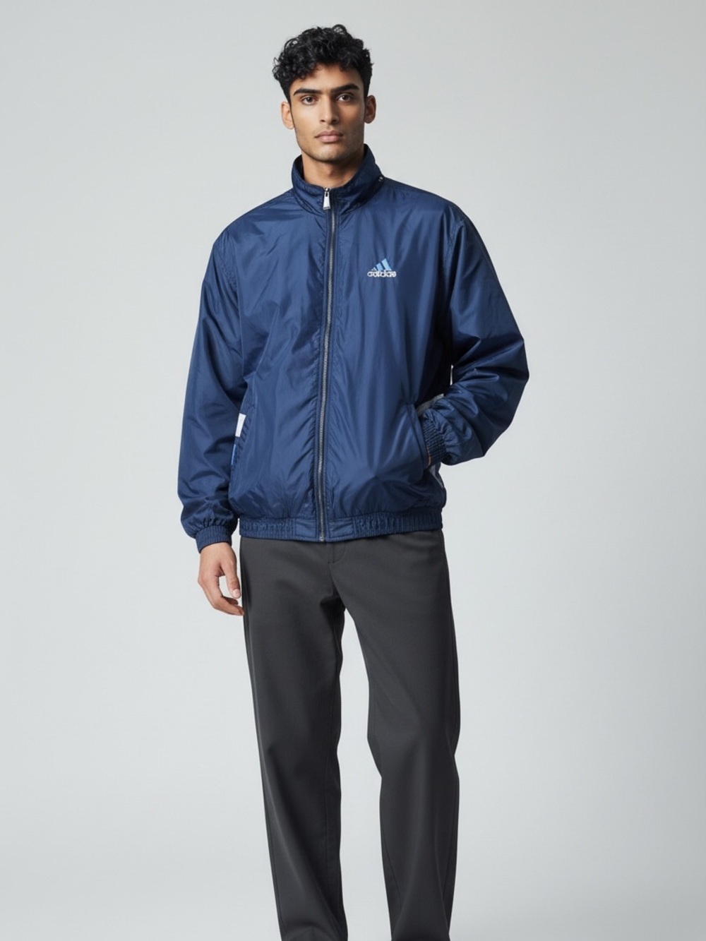 adidas Kids Navy and Light Blue Logo Raincoat